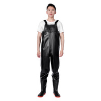 Pantalon de pêche mi-long imperméable en PVC pour homme Fish More - Conception épaissie durable avec entrejambe en cuir et matériau en caoutchouc pour la pêche