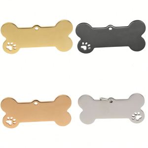 <b>Custom</b> Personalized Double Sided <b>Dog</b> & Cat ID <b>Tags</b> - Deep Engraved Brass Collar Charm, Bone Shape - Product Image 3