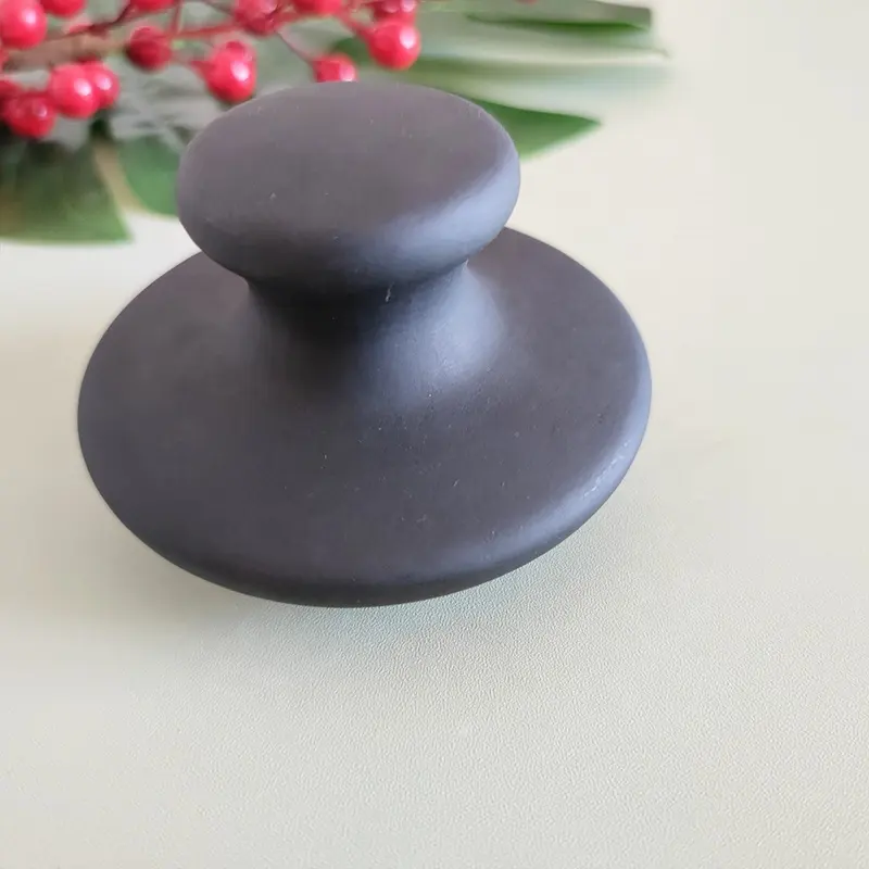 Sibin bian-piedra de masaje en forma de seta negra, basalto, punto de roca caliente, piedras de masaje profundo, calentador Gua Sha, herramienta de masaje