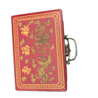 Tuiles de Mahjong en Mélamine de Haute Qualité, Petites, avec Boîte en Cuir Antique pour Divertissement en Dortoir, Tuiles de Mahjong Anglaises