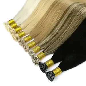 Extensions de cheveux naturels Remy, cheveux vierges, Fusion, Double bande, lisses, I tip