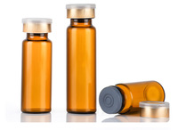 InjexMed - Frasco de Vidrio Ámbar de 3 ml con Protección contra la Luz para Fluidos, Suero para el Bienestar Corporal, Botella de Embalaje con Tapa de Aluminio