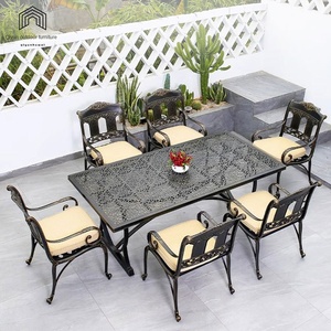 Ensemble de table et chaises en aluminium moulé pour l'extérieur, meubles modernes et durables, pour villa, jardin, balcon, salon, imperméable, protection solaire, 4 places - Product Image 2