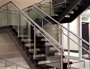 Système <span class=keywords><strong>de</strong></span> balustrade en verre encadrée par des poteaux métalliques, garde-corps d'escalier commercial conforme aux normes - Product Image 3