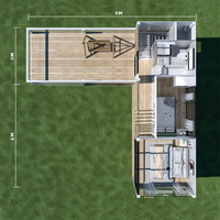 Restaurant Conteneur Moderne avec Garage, Maison Modulaire Mobile Préfabriquée en Panneaux Sandwich, Système Solaire Pliable Extensible