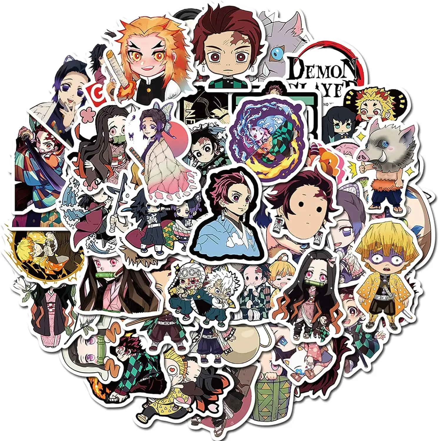 Demon Slayer Cartoon Stickers per bambini e adolescenti Anime impermeabile per bottiglia d'acqua Laptop Graffiti Decal Phone Skate Travel Case