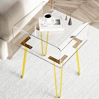 Table d'appoint en acrylique colorée avec pieds en métal doré Table d'appoint de canapé carrée moderne