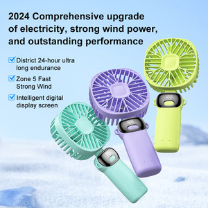 Mini ventilador de mano con pantalla digital, recargable por USB, motor sin escobillas, 12 horas de duración de la batería, Morning Glory Purple - Product Image 2