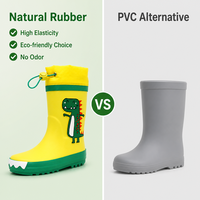 Bottes de pluie pour enfants avec col à cordon, imperméables, antidérapantes, en caoutchouc naturel, pour tout-petits, pour jouer dans les fossés du jardin
