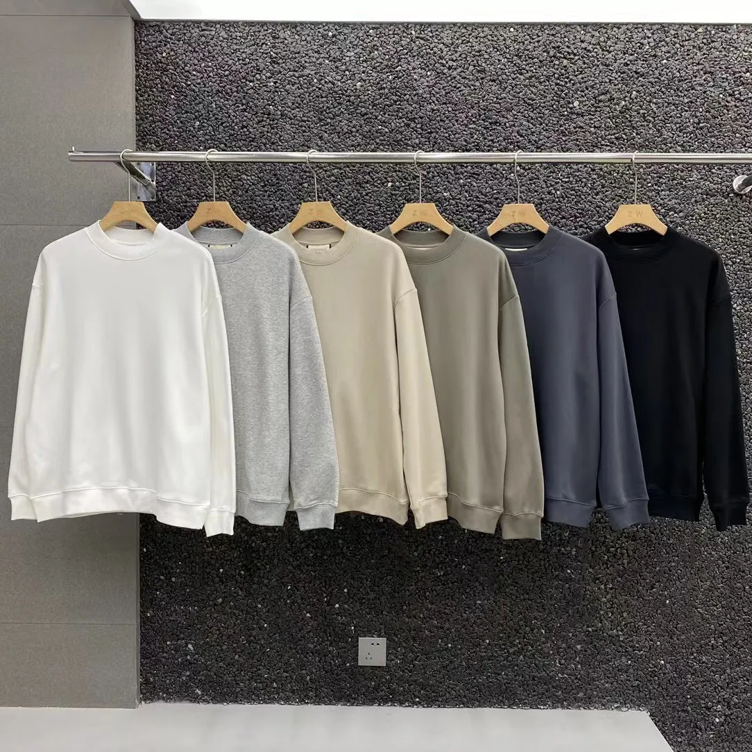 Beste Losse Pasvorm Ronde Hals Boxy Effen Grijs Sweatshirt Essentiële Heren Trui Custom Geborduurd Logo Voor Mannen Lente Kleding