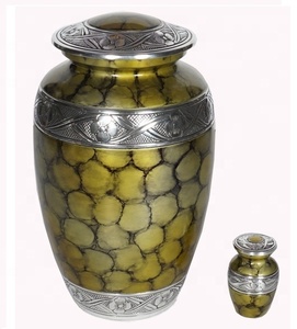 Urna Funeraria Americana Verde para Cenizas Humanas, Urna Religiosa de Metal para Cenizas, Urna Decorativa para Cenizas Humanas - Product Image 1