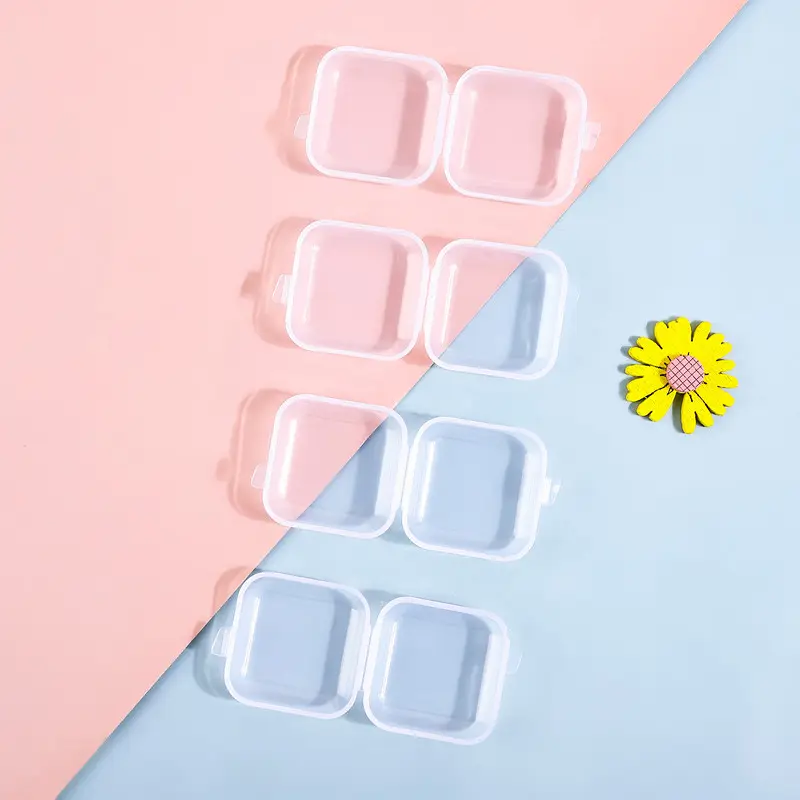 Mini brinco de plástico transparente para unhas, embalagem pequena de atrair joias para uso em viagem, pílulas