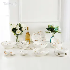 CIXUAN Ceramic Tableware Manufacturer Marbling Dinner Set Dishes Set Ceramic Dinner Plate