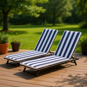 Cojín de Repuesto para Silla de Jardín Db, Diseño a Rayas Azules, Rectangular, para Muebles de Patio, Lavable, para Todas las Estaciones - Product Image 2