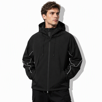 Veste de sport d'extérieur personnalisée, imperméable, coupe-vent, en softshell, avec bande réfléchissante, coupe-vent