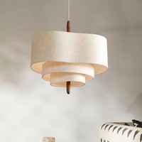 Nouveau lustre de style mi-siècle en fer, d'inspiration française, à hauteur réglable, avec abat-jour en tissu, design minimaliste, luminaire suspendu haut de gamme