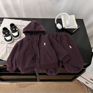 Tongxingyuan Baby Boys Fleece <b>Lined</b> Hoodie <b>Pants</b> Set Thick Windproof Autumn Winter Sweatpants Outfit - Product Image 3
