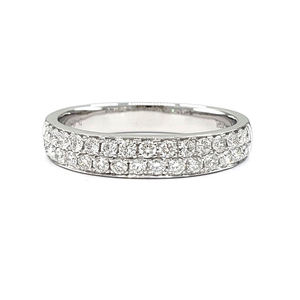 Hong Kong Design de fiançailles élégant 18k or blanc massif avec diamant véritable assorti bague de mariage d'éternité Simple pour les femmes - Product Image 1