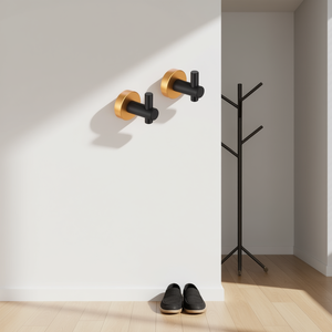 Gancho para colgar en la pared, color negro dorado, paquete de 2, diseño minimalista para guardarropa, dormitorio, baño, almacenamiento de zapatos - Product Image 2