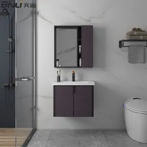 Mueble de baño de aluminio púrpura resistente al agua, mueble de lavabo