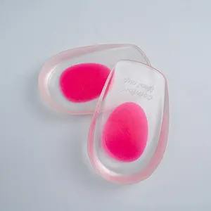 Palmilha de silicone transparente para calcanhar, palmilha de absorção de choque de tamanho médio, palmilha de calcanhar PU invisível e aumentada
