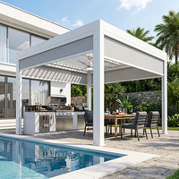 Pergola Commerciale Robuste en Aluminium avec Toit Pare-Soleil à Lames Orientables Imperméables pour Restaurant, Jardin, Bâtiment, Pavillon, Patio