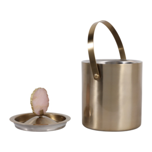 Elegante Cubitera Cilíndrica con Asa de Ágata, Acero Inoxidable, Accesorio Moderno para Bar, Juego de Bebidas para el Hogar - Product Image 2