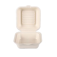 Boîte à emporter carrée compostable de 6x6 pouces, boîte à emporter jetable blanche, emballage écologique pour la restauration