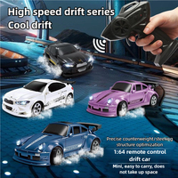 Voiture RC miniature 4x4 2,4 GHz à l'échelle 1/64, prête à l'emploi, pour intérieur/extérieur, haute vitesse, avec éclairage LED et télécommande, câble USB inclus