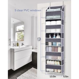 Over Door Organizer 5 <b>Shelves</b> Dark Gray Storage For Baby Products Behind Doors On Walls <b>Hook</b> Type Non Woven Fabric - Product Image 4