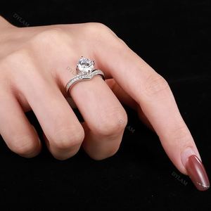 Anillos a juego Dylam de plata para boda, anillo de compromiso estilo Cenicienta, los más caros del mundo y de tamaño pequeño. - Product Image 4