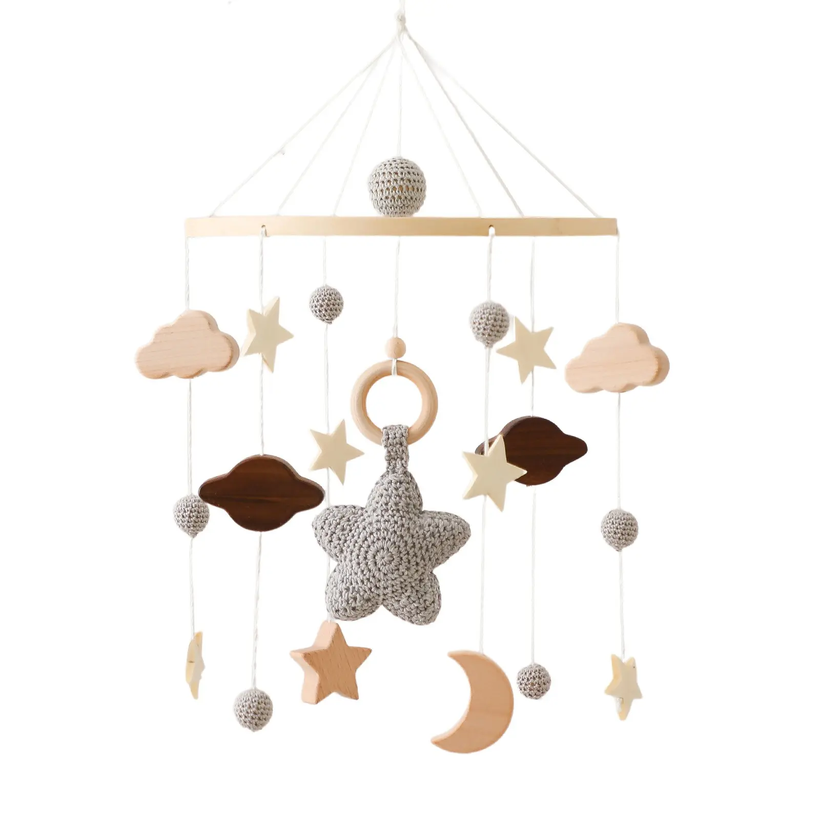 Étoile Bébé Mobile Jouets Suspendus Pépinière Décor Bois Bébé Mobile Feutre pour Berceau Bébé Mobile Holz Coran