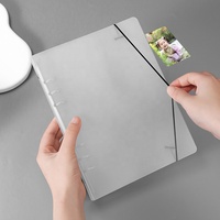 Protège-cahier A5 transparent 0,1 mm en PP pour classeur à 6 anneaux, surface mate pour rangement de tampons et matrices