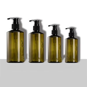 Rỗng 300ml 500ml hổ phách màu xanh lá cây nhựa khách sạn dầu gội Lotion chai nghiêng vai điều hòa chai - Product Image 4