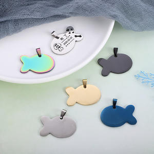 Etiqueta de identificación de mascotas de metal en forma de pez, <span class=keywords><strong>placa</strong></span> de metal en blanco, <span class=keywords><strong>placa</strong></span> de gato grabada, etiqueta antipérdida DIY - Product Image 4