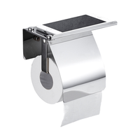 Porte-papier toilette avec étagère pour téléphone, en acier inoxydable chromé, à fixer au mur, pour salle de bain