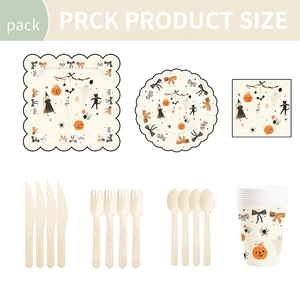 DAMAI Halloween Party Disposable Paper Plates Customized Pumpkin <b>Witch</b> Cat Printing Paper Dessert Plates Tableware Sets - Product Image 3