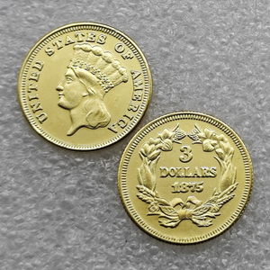 1854,1870,1875,1876 Koin Peringatan "Kepala Putri India" 3 Dolar Amerika Serikat, Hadiah, Dekorasi Rumah - Product Image 5