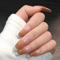 Vente en gros de faux ongles personnalisés à marque privée, longs, forme ballerine, French manucure, ombré nude, réutilisables, pour salon