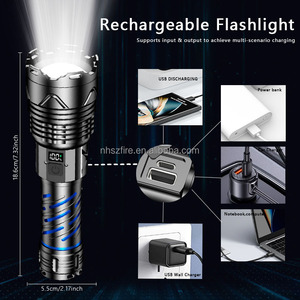 50 Wát trắng Laser cao mạnh mẽ cao lumen USB có thể sạc lại 5 chế độ Zoomable LED <span class=keywords><strong>Torch</strong></span> mạnh mẽ chiến thuật đèn pin cho trường hợp khẩn cấp - Product Image 4