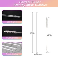 Paille à boire en plastique transparent réutilisable, sans BPA, respectueuse de l'environnement, pour gobelet Stanley de 30 oz