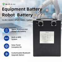 Baterai Lifepo4 Berkualitas Tinggi Harga Terjangkau Disesuaikan 12.8V 60AH Smart IP54 BMS 3000+ Siklus Paket Baterai Robot