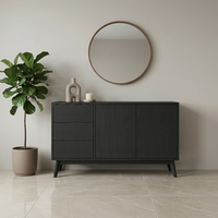 Commode à 3 tiroirs et 2 portes en bois de noyer, pieds coniques, style moderne du milieu du siècle, meuble de rangement pour salon, vente en gros OEM