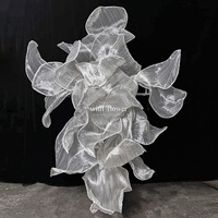 Reuze zijden organza met zeefdruk bloemen, handgemaakt, met handgestikte rand, witte kousenbloemen, bruiloft achtergronden, verjaardagsfeesten