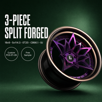 Jantes forgées 3 pièces étoile à 5 branches violettes 18x9 5x114.3 ET30 6061 T6 personnalisées à déport profond pour Lamborghini