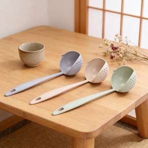 Cuchara coladora de paja de trigo de doble uso, grande y pequeña, de mango largo, para olla caliente, engrosada, cuchara de alta calidad para olla caliente - Product Image 2