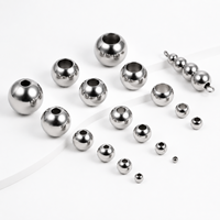 Perles rondes traversantes en acier inoxydable, accessoires de bijouterie, usine de traitement sur mesure, électroplaqué, métal en vrac