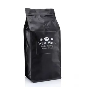 Custom Gedrukt Recyclebaar Matte Zwart Folie Staande Doos Thee Verpakking Zak 250G Koffie Zakje Met Klep