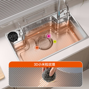 Kitchen stainless steel sink with silver granular texture <b>large</b> single-basin integrated basin countertop middle basin - Product Image 6