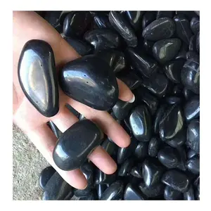 Selling Top Quality Black Polished Pebble Natural Shape River Rock Landscape Pebbles Stone For Factory